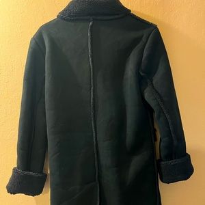 Mid thigh black shearling coat